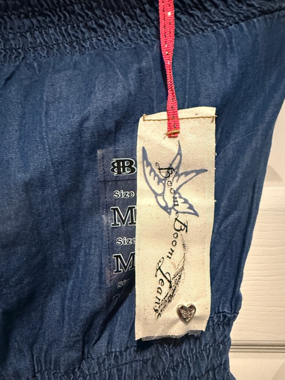 Boom Boom Jeans Navy Strapless Denim Jumpsuit western boho sexy edgy vacation - Picture 2 of 6